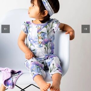 Little Bum Bums Ruffled Romper Retired Print Flaxy Lady  6-9 Months